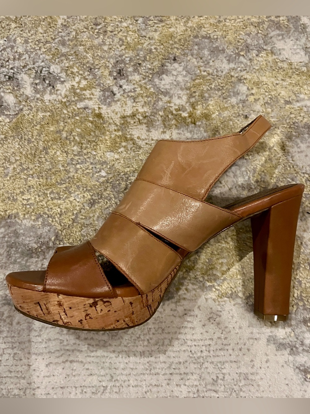 🤎👡 Banana Republic Tan Leather Platform Slingback Heels 👡🤎